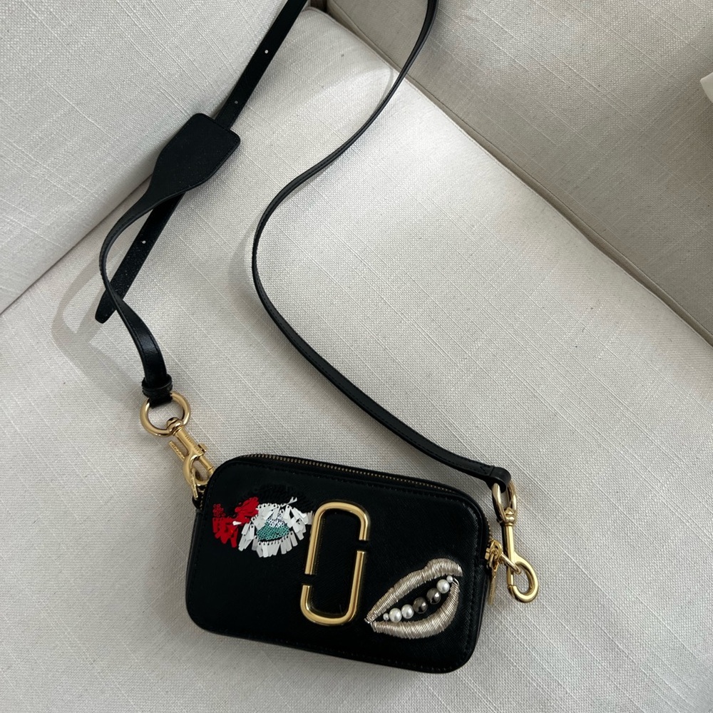 Marc Jacobs Snapshot camera cross body black bag embellished